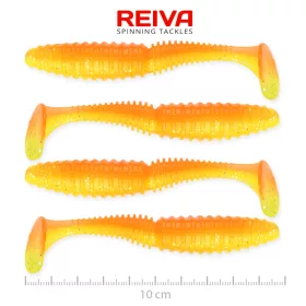   Reiva Zander Power Shad Portocaliu Lucios 10cm Momeală Plastic 4 buc