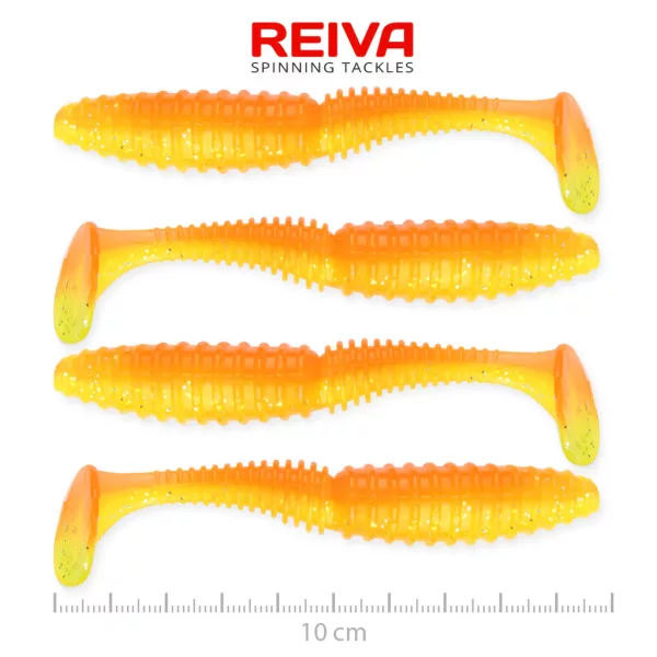 Reiva Zander Power Shad Portocaliu Lucios 10cm Momeală Plastic 4 buc