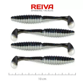   Reiva Zander Power Shad 10cm 7,05gr 4 buc/set (Negru Argintiu) Naluci din plastic