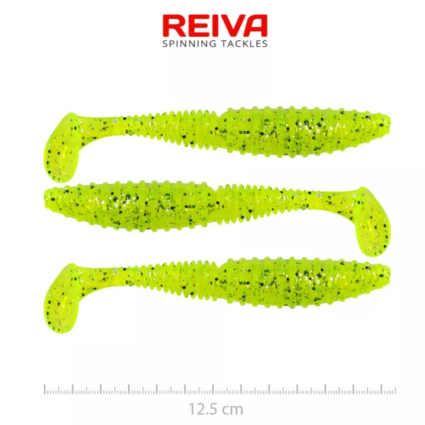 Reiva Zander Power Shad Poppy Green 12,5cm Momeală plastic 3buc
