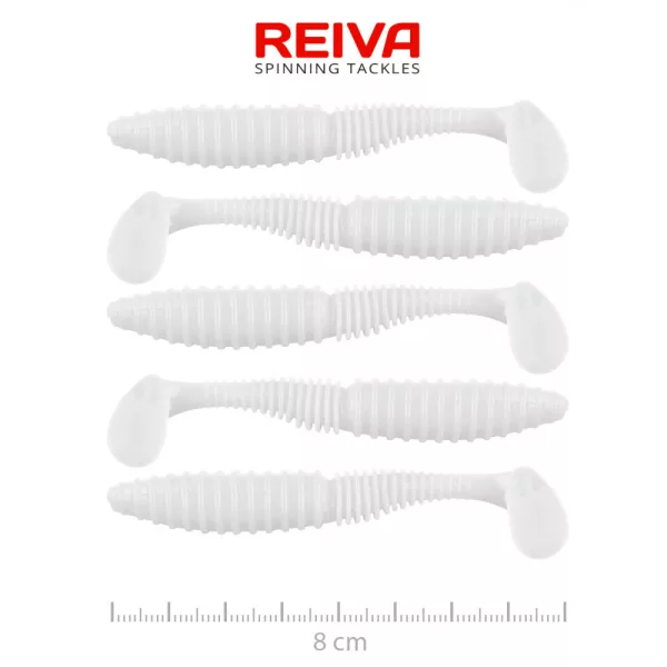 Reiva Zander Power Shad 8cm 3,18gr 5buc/pachet (Alb) Nălucă de plastic