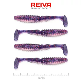   Reiva Zander Power Shad Perlă Violetă 8cm Momeală din plastic 4 buc
