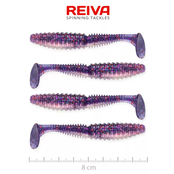 Reiva Zander Power Shad Perlă Violetă 8cm Momeală din plastic 4 buc