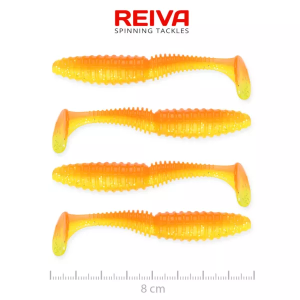 Reiva Zander Power Shad Portocaliu Lucios 8cm Momeală din plastic 4 buc