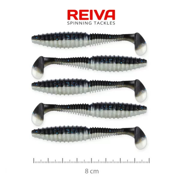 Reiva Zander Power Shad 8cm 3,18gr 5buc/pachet (Negru Argintiu) Nălucă de plastic