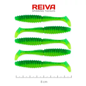   Reiva Zander Power Shad 8cm 3,18gr 5buc/pachet (Flitter Verde) Nălucă de plastic