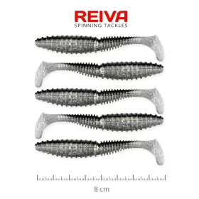   Reiva Zander Power Shad 8cm 3,18gr 5buc/pachet (Flitter Argintiu) Nălucă de plastic