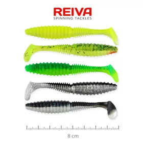   Reiva Zander Power Shad 8cm 3,18gr 5 buc/set (5 culori) Naluci din plastic