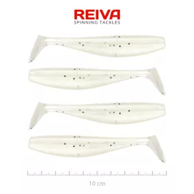   Reiva Flat Minnow Shad 10cm Pearl Dot Momeală Plastică 4 bucăți