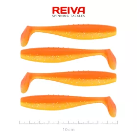   Reiva Flat Minnow Shad 10cm Shiny Orange Momeală Plastică 4 bucăți