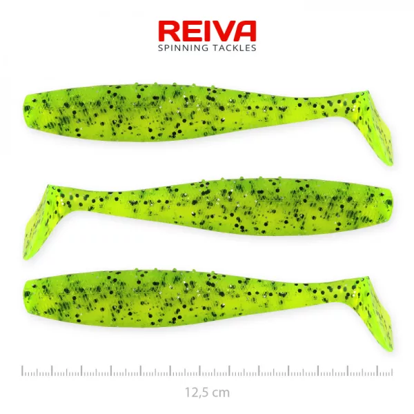 Reiva Flat Minnow shad 12,5cm 3buc/pachet (Verde cu sclipici) Nalucă de plastic