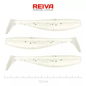   Reiva Flat Minnow Shad 12,5cm Pearl Dot Momeală plastic 3buc