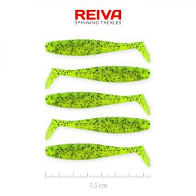   Reiva Flat Minnow shad 7,5cm 5buc/pachet (Verde cu sclipici) Nalucă de plastic