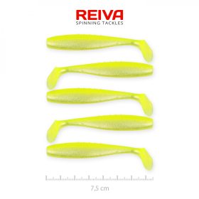   Reiva Flat Minnow shad 7,5cm 5buc/pachet (Galben-Argintiu) Nalucă de plastic