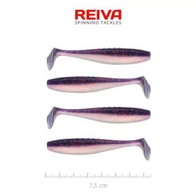   Reiva Flat Minnow Shad 7,5cm Purple Pearl Momeală plastic 4buc