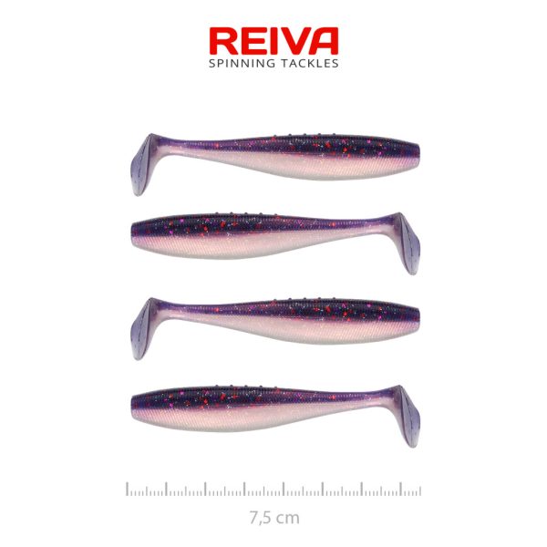 Reiva Flat Minnow Shad 7,5cm Purple Pearl Momeală plastic 4buc