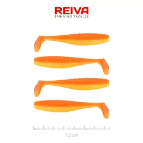   Reiva Flat Minnow Shad 7,5cm Shiny Orange Momeală plastic 4buc