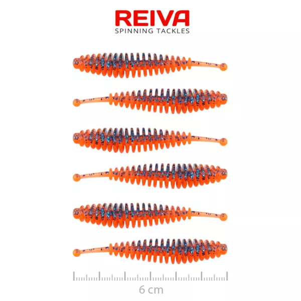 Reiva Tiny Worm Orange Disco 6cm Momeală Plastică 6 bucăți