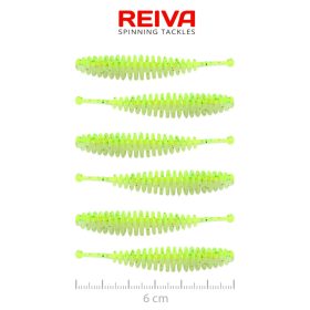   Reiva Tiny Worm Flash Chartreuse 6cm Momeală Plastică 6 bucăți