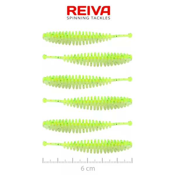 Reiva Tiny Worm Flash Chartreuse 6cm Momeală Plastică 6 bucăți