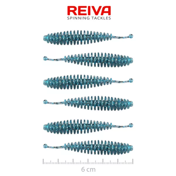Reiva Tiny Worm Blue Shiner 6cm Momeală Plastică 6 bucăți