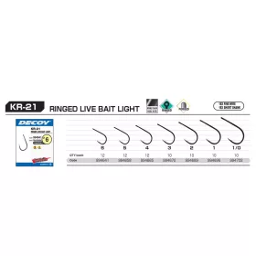   Decoy KR-21 Round Live Bait Light 2 Füles Szakállas Egyágú Ragadozóhalas Horog 12db