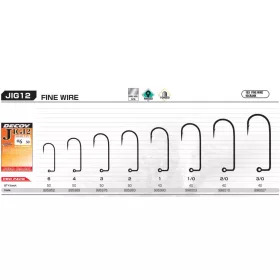   Decoy Pro Pack Jig12 Fine Wire #6 Füles Szakállas Egyágú Jig Horog 50db