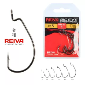 Reiva Offset Worm Big Eye 1 Cârlig Offset 5 buc