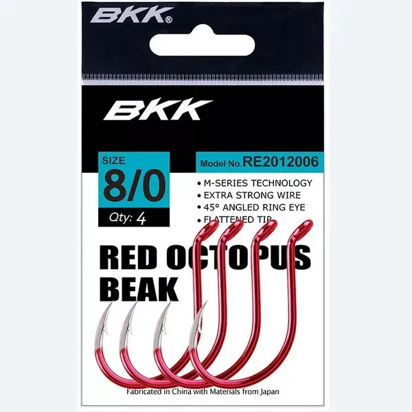 BKK RED OCTOPUS BEAK CÂRLIG PENTRU SOMN 6/0# 5 BUC/PACHET - Cârlig pentru somn - Cârlig cu barbă, Cârlig cu ochet