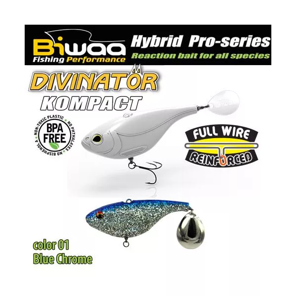 Biwaa Divinator Kompact 50 5cm 20gr 01 Blue Chrome Spinnertail 1db