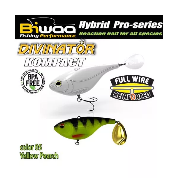 Biwaa Divinator Kompact 50 5cm 20gr 05 Yellow Perch Spinnertail 1db