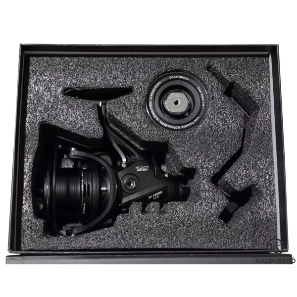 Haldorádó Black Edition BC 14000 LCS Mulineta cu Frână de Luptă pentru Crap Mare, cu Tambur de Rezervă, în Cutie Cadou