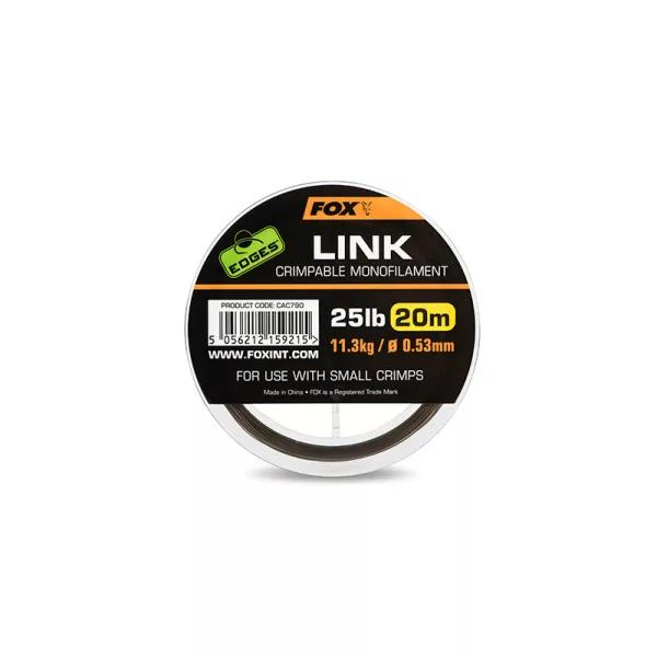 Fox Edges 20m 0.53mm Fir Monofil Leader Khaki