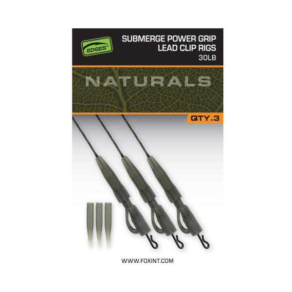 Fox Edges Naturals Submerge Power Grip Lead Clip Leaders Kit Echipament de Crap 30lb