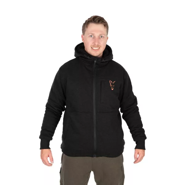 Fox Collection Black-Orange Sherpa Hoody Hanorac cu glugă 2XL
