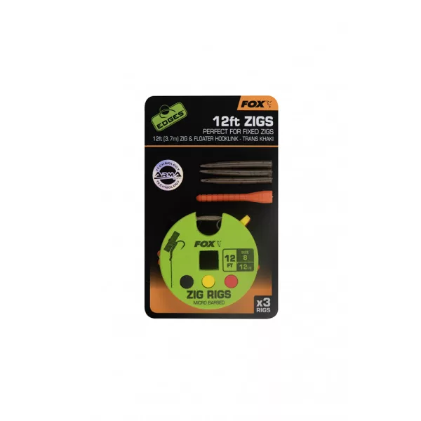 Fox Edges Zig Rig 8 - 12lb 12ft x 3 Cârlig pre-legat