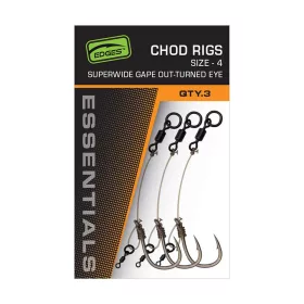   Fox Edges SWGO Chod Rig 4 cu Ochet și Barbetă, Montură Pre-legată 3 buc