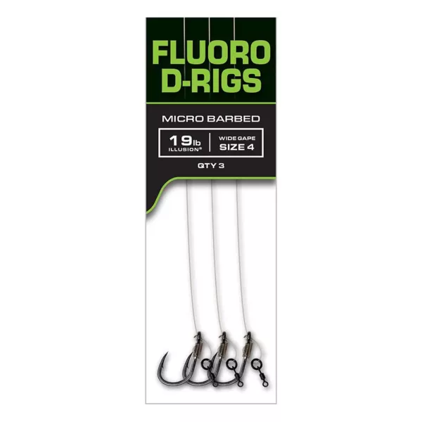 Fox Carp Ready Rigs Fluoro D Rig 4 Cârlig Pre-legat cu Barbă, 3 buc