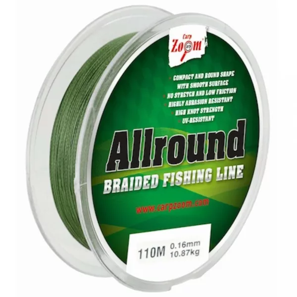 Carp Zoom CZ Fir împletit Allround, o 0,25 mm, 110 m, 22,92 kg, verde