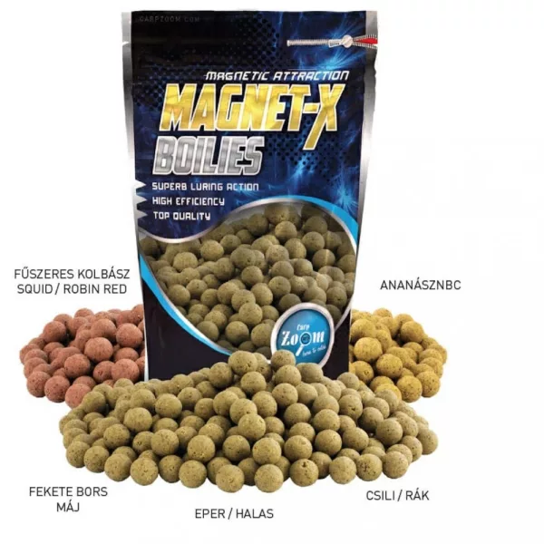 Carp Zoom CZ Magnet-X boilies de calitate extra, 20 mm, căpșună, pește, 800 g