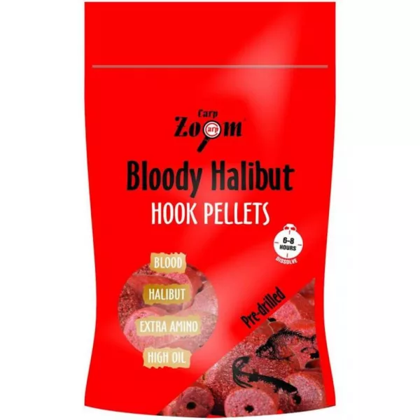 Carp Zoom CZ Pelete de cârlig halibut cu căpșuni, găurite, 15 mm, căpșuni, cu aromă de pește, 150 g