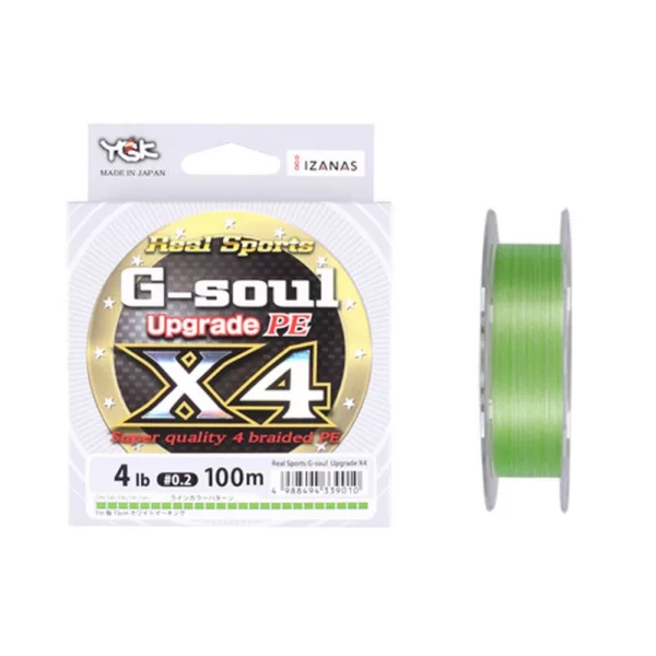 YGK G-soul X4 Upgrade PE - PE0,2(~0,074mm) 150m 4 fire împletite, culoare verde fluo Fir împletit