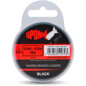   Spomb Tapered Braided Leaders Negru Împletit Conic 0,38mm-0,20mm Lider de aruncare 3buc