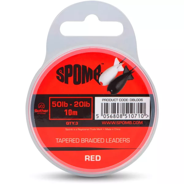 Spomb Tapered Braided Leaders Roșu Împletit Conic 0,38mm-0,20mm Lider de aruncare 3buc