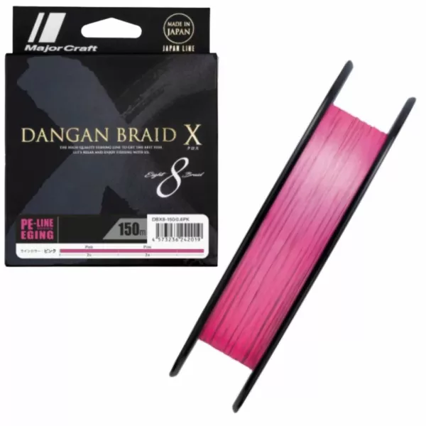 Major Craft Dangan Braid X 8X Eging 0,06mm 150m Pink Fir împletit