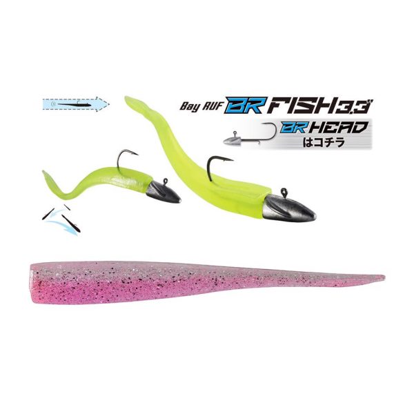 Duo Bayruf BR Fish 8,4cm S042 UV Clear Pink Momeală Plasztic 7buc