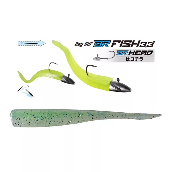 Duo Bayruf BR Fish 8,4cm S045 Kibinago Green Momeală Plasztic 7buc