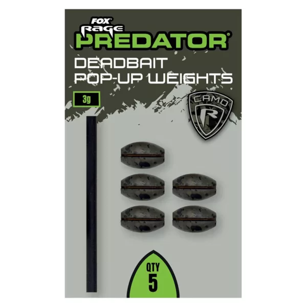 Fox Rage Predator Camo Deadbait Pop-up Weights Greutate pentru Forfac 5gr 5 buc