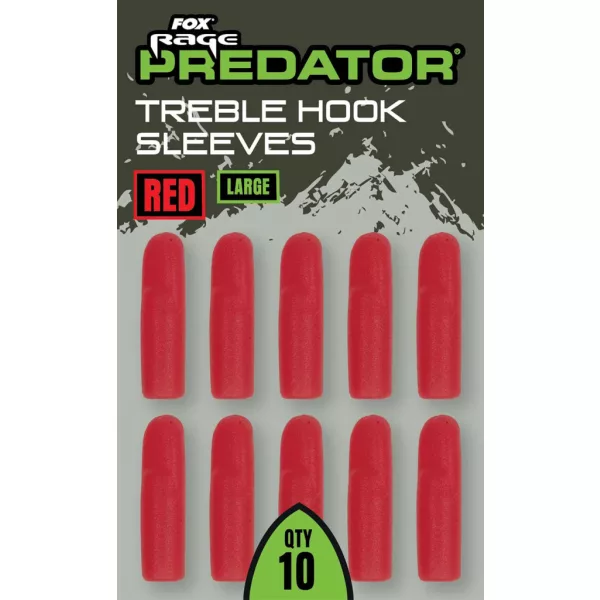 Măneci Fox Rage Predator Roșii Mari din Cauciuc pentru Ancore Triplicate 10 buc