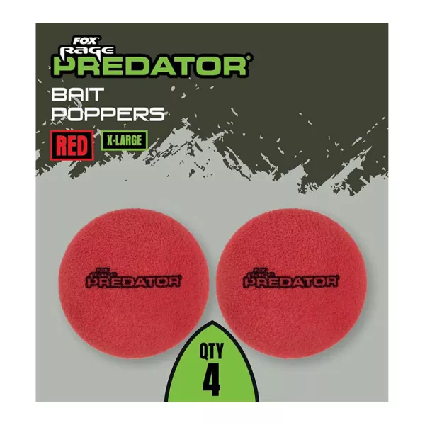 Fox Rage Predator Bait Poppers Roșu Extra Mare Extractor de Momeală 4buc